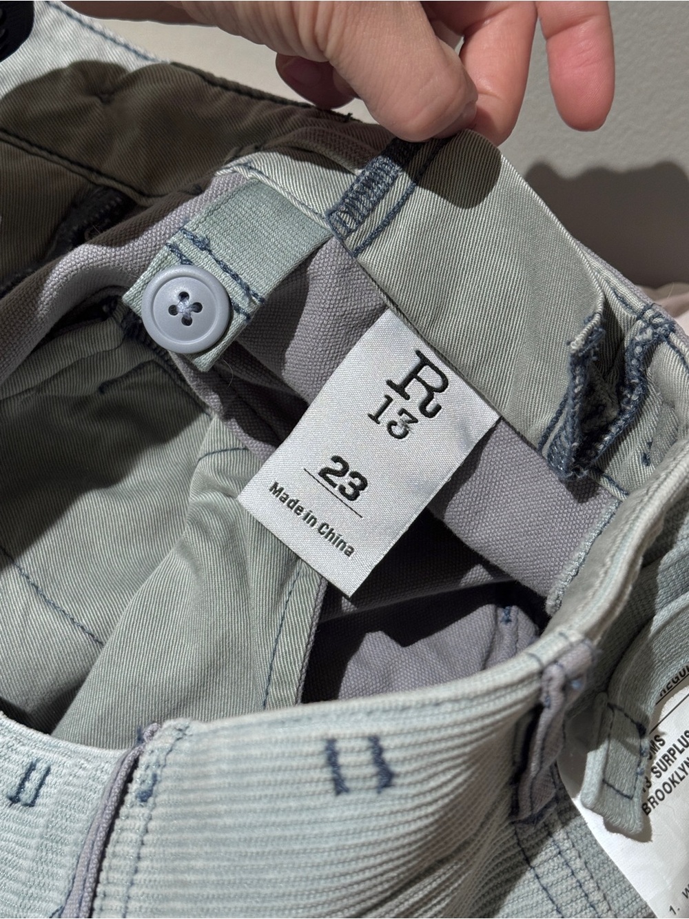 R13 CROPPED CARGO Faded Steel Blue Canvas - Picture 6 of 16